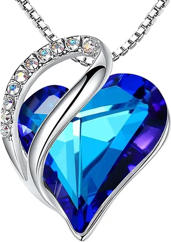 Vista 32 de Leafael - Collares para mujer, dije de corazón de amor infinito con cristales de piedra natal, cadena chapada en plata de 18 + 2 pulgadas, regalo