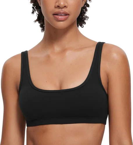 Vista 41 de CRZ YOGA Butterluxe - Mini brasier para mujer, cuello redondo, de bajo impacto, inalámbrico, deportivo, yoga, acolchado, para entrenamiento