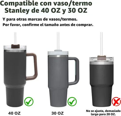 Vista 3 de Popote de repuesto compatible con vaso tumbler Stanley de 40 onzas y 30 onzas, paquete de 6 popotes reutilizables con cepillo de limpieza, plástico
