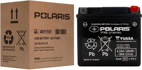 Vista 5 de Polaris 4011181 - Batería AGM de 12 V, 4 AH para modelos ATV específicos, OEM original