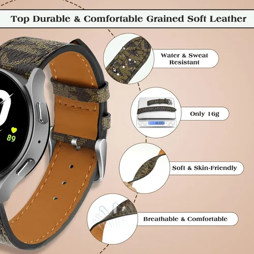 Vista 3 de Correas de cuero compatibles con Samsung Galaxy Watch 6/5/4 1.575 in 1.732 in/6 Classic 1.693 in 1.850 in/4 Classic 1.654 in 1.811 in, 0.787 in