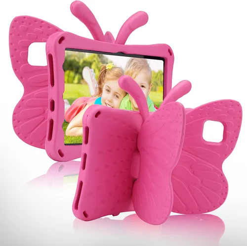 Vista 32 de FW Fire 7 - Funda para tablet para niños, Amazon Fire 7 2022, funda de mariposa con luz de atril, EVA, protección contra caídas, resistente, a