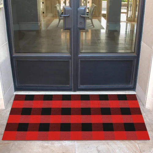 Vista 10 de Winwinplus Buffalo - Alfombra de algodón tejida a cuadros de 23.6 x 35.4 pulgadas, lavable para interiores y exteriores, para puerta, sala de estar