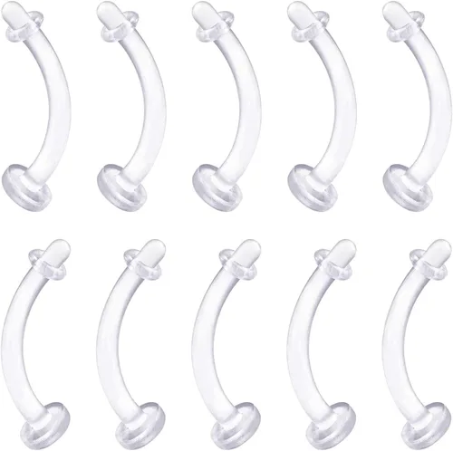 Vista 3 de D.Bella Aretes de cartílago transparente, 20 piezas de 0.63 oz de acrílico transparente Bioflex Tragus Retener, anillos de labio, nariz, labret