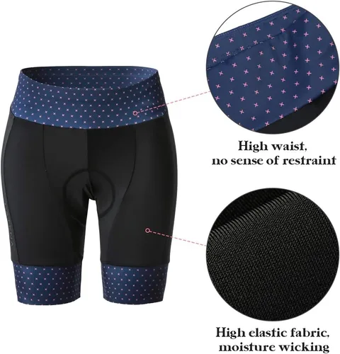 Vista 4 de CATENA Pantalones cortos de bicicleta para mujer con acolchado 3D, para bicicleta de carretera, multicolor