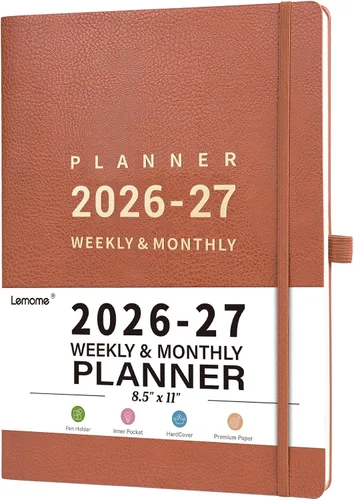 Vista 12 de Agenda 2026 – enero 2026 – diciembre 2026, 2026 planificador semanal y mensual, 8.5 x 11 pulgadas, soporte para bolígrafos, calcomanías