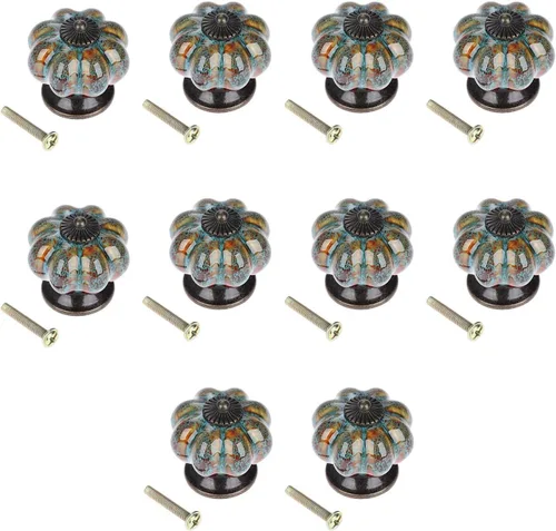 Vista 14 de Pomos de calabaza de 1.57 pulgadas, pomos de cerámica para armario, cajón, tiradores de cajones antiguos, pomos decorativos para armario, puerta