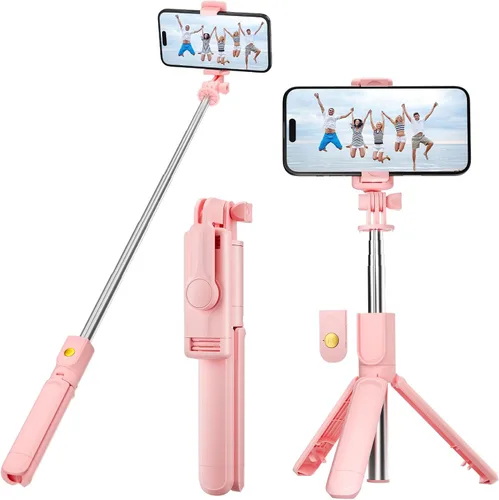 Vista 11 de Trípode para selfie, trípode retráctil para selfie stick con control remoto inalámbrico, para fotografía, transmisión en vivo, grabación de video