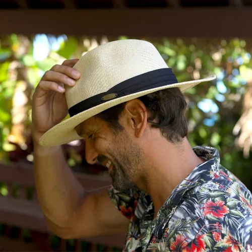 Vista 8 de Matte Toyo Sombrero de paja Safari para hombre con banda de cinta de 3 pliegues