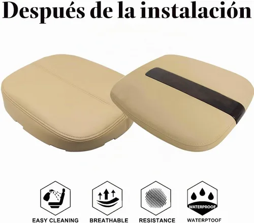Vista 2 de NLQR - Tapa de consola central, funda de repuesto para reposabrazos de cuero de microfibra, color tostado, compatible con Cadillac Escalade EXT ESV