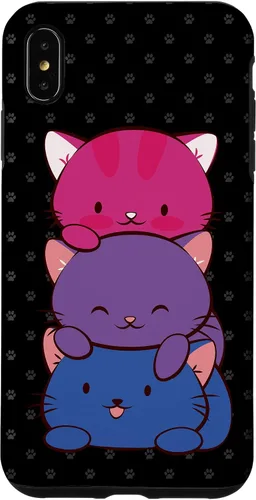 Vista 11 de Funda para iPhone 16 Bisexual Pride Kawaii Kitty Cat Stack Anime