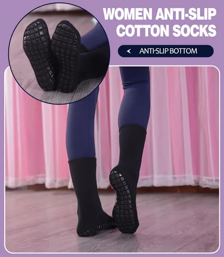 Vista 4 de MQELONG Calcetines de yoga antideslizantes con agarres para pilates, ballet, entrenamiento descalzo, calcetines atléticos, antideslizantes, 4 pares