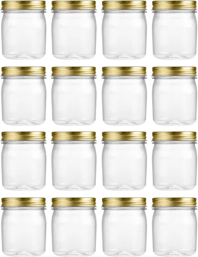 Vista 9 de Novelinks - Tarros de plástico de 8 onzas y tarros de plástico transparente con tapas, 8 onzas 8 Pack, Black, Plastic Containers with Lids, Small