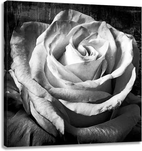 Vista 11 de Cuadro de flores para sala de estar, arte de pared floral azul y blanco sobre lienzo con detalles dorados para decoración de dormitorio gris, 32 x