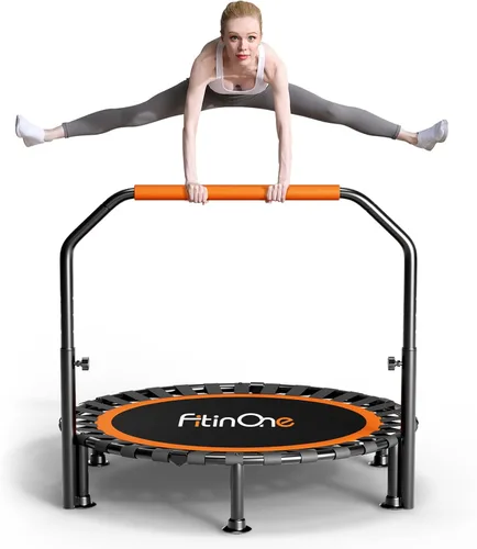 Vista 2 de FitinOne 40"/48" Foldable Mini Trampoline Load 330lbs, Portable Exercise Rebounder with Durable Bungee Band, Fitness Trampoline for Adults