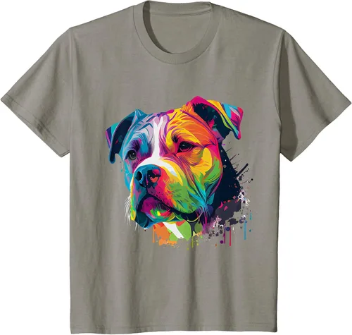 Vista 35 de Colorful American Bulldog American Bully Men Women T-Shirt Asphalt Grey