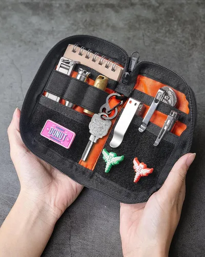 Vista 3 de VIPERADE VE21 Bolsa EDC pequeña organizadora de bolsillo con 9 compartimentos, bolsa de herramientas de bolsillo con panel de visualización de Negro