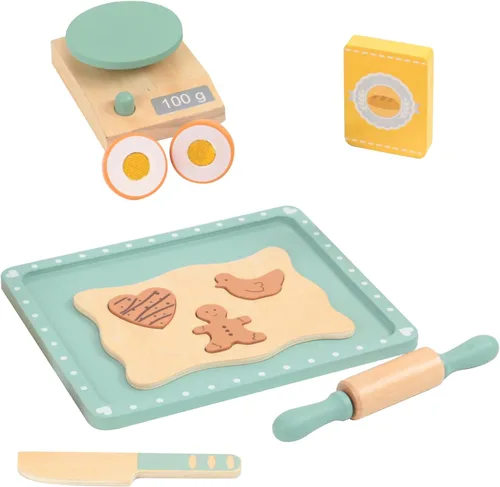 Vista 9 de Juego de juguetes de licuadora de madera para niños, juguete mezclador de galletas para hornear, accesorios de cocina Montessori para niñas y niños