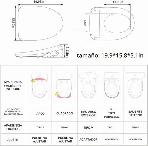Vista 7 de X1 Asiento de Bidé Eléctrico para Inodoros Alargados con Control Remoto - Asiento de Inodoro Calentado Electrónicamente con Agua Caliente