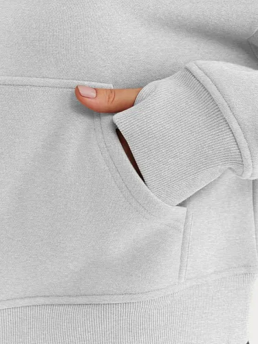 Vista 5 de Trendy Queen Sudaderas con media cremallera, sudaderas recortadas de gran tamaño para mujer de manga larga