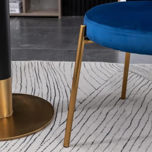 Vista 15 de Amoa - Juego de 2 patas de metal dorado contemporáneas con sillas de comedor tapizadas de terciopelo, color azul