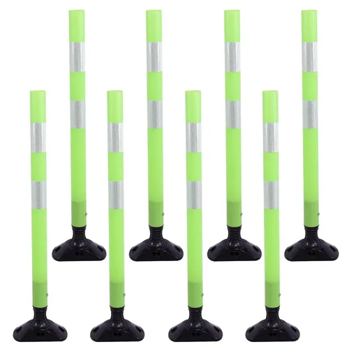 Vista 14 de OrangeStar Paquete de 8 conos de tráfico azules con base de resorte, postes de delineador de 48 pulgadas con rayas reflectantes para seguridad vial