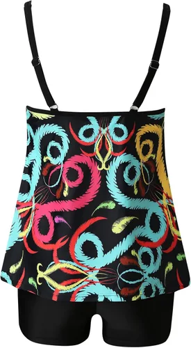 Vista 4 de Swim Dress Women Women Printed Suit Swimdress Up Pieces Beachwear Vintage Swimsuits Two Beach Bandeau Push