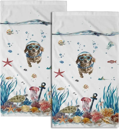 Vista 41 de Giwawa Juego de 2 toallas de mano vintage con diseño de oso y ciervo, diseño de alce y árbol, toalla de cara súper suave para baño, cocina, hombre