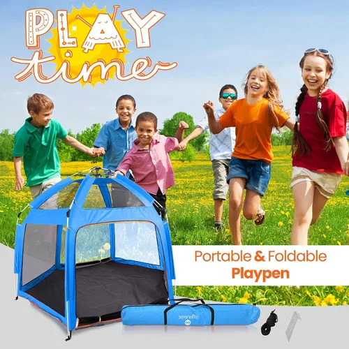Vista 8 de Serenelife ON-The GO - Paquete y juego para bebés y niños pequeños, corralito de juegos compacto, portátil, ligero, plegable, para interiores