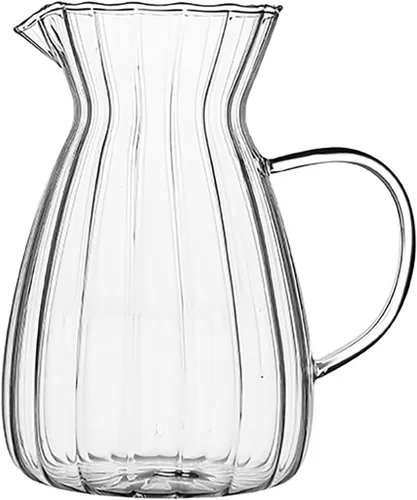 Vista 6 de CHOOLD Jarra de Crema de Cristal de Vidrio Creativo - Diseño de Rayas en Relieve, Jarra para Leche/Café/Servidor (4/5.5/9/12oz)