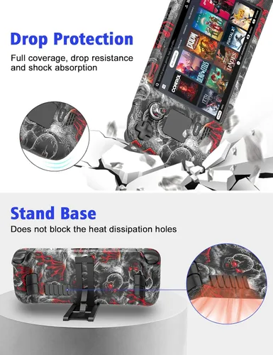Vista 3 de Relohas Case for Steam Deck Accessories Set for Steam Deck Silicone Cover Skin Shell Stand Dock Touch Skin Sticker and Thumb Grip Full Protection