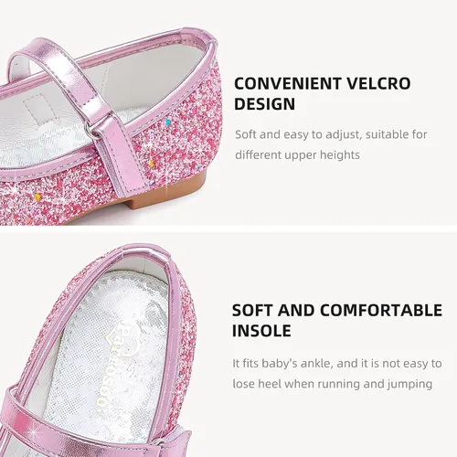 Vista 5 de Parrosoo Zapatos de vestir para niñas, zapatos Mary Jane, zapatos de ballet, zapatos de tacón bajo para niña, escuela, princesa, zapatos de boda