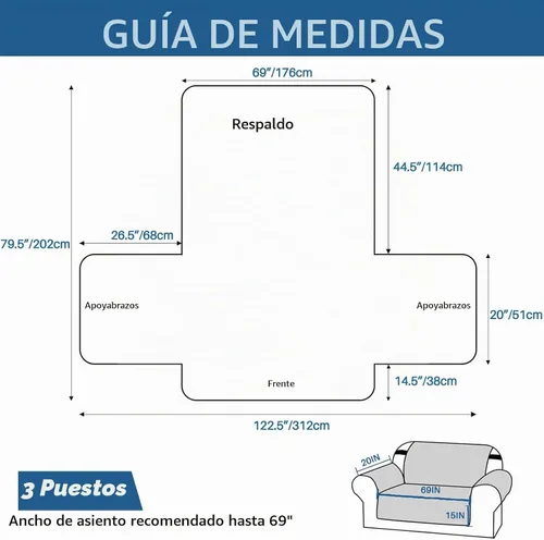 Vista 6 de MAXIJIN Fundas impermeables para sofá de 3 cojines, aptas para mascotas, fundas acolchadas para sofá de 69 pulgadas, lavables, protector de sofá