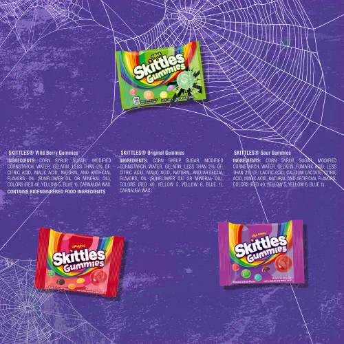 Vista 8 de Skittles Gummies Variedad de Tamaño Divertido Stand Up Bolsa Halloween 35.89 onzas cada una