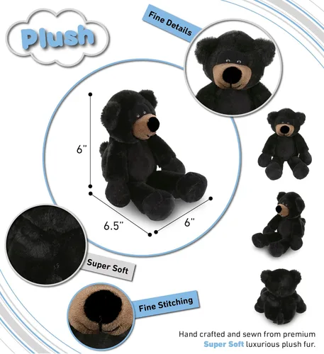 Vista 3 de DolliBu Peluche de oso negro – Oso negro suave y abrazable de pierna larga, adorable juguete de peluche para jugar, lindo regalo de vida silvestre
