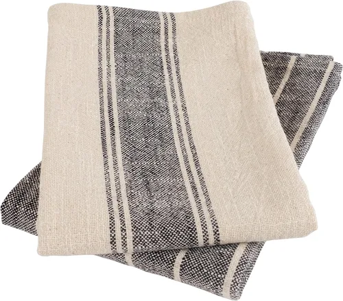 Vista 7 de KAF Home - Toalla de cocina natural rústica de estilo granja 100% algodón, 18 x 28 pulgadas Suave y absorbente (negro, juego de 4)