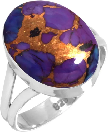Vista 10 de Anillo hecho a mano de plata de ley 925 genuina grueso con piedras preciosas naturales ágata, cuarzo rosa, lapislázuli, ámbar ovalado, joyería