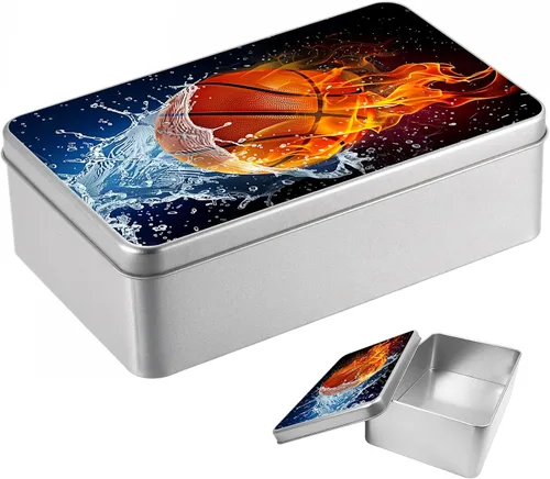 Vista 38 de Caja de lata de metal con tapa, contenedor de almacenamiento rectangular vacío de hojalata, estuche de lata portátil ligero para manualidades