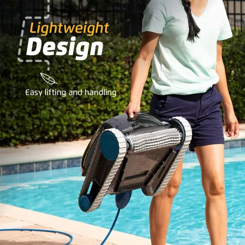 Vista 45 de Dolphin E10 - Aspiradora robótica automática para piscina, cepillo de limpieza activo, acceso a filtros de carga superior, ideal para piscinas sobre