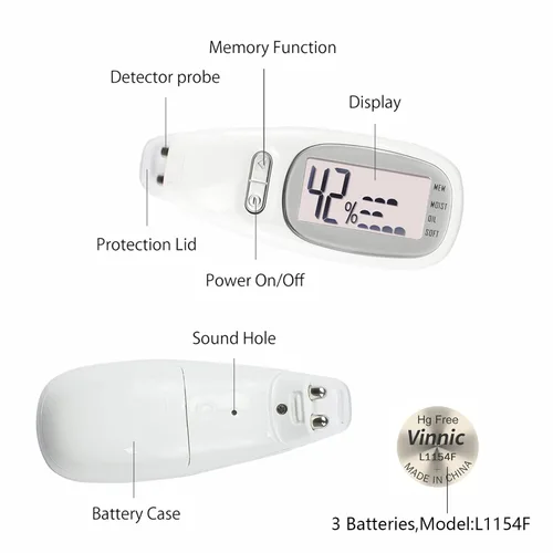 Vista 5 de Probador digital portátil de humedad facial, analizador de piel, corneómetro de hidratación facial, medidor de hidratación de la piel, probador