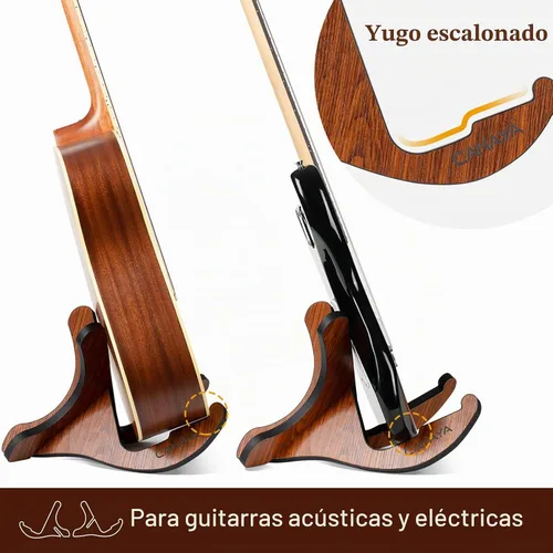 Vista 2 de CAHAYA Soporte de guitarra de madera universal plegable piso soporte para Marrón oscuro