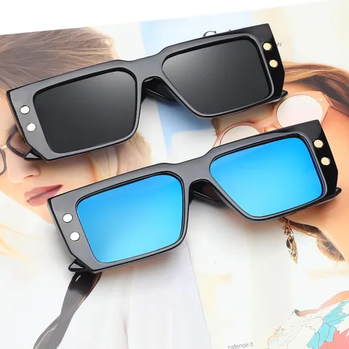 Vista 4 de JIM HALO Gafas de sol rectangulares para mujeres y hombres, lentes de conducción polarizados retro de los años 90, estilo vintage, marco cuadrado