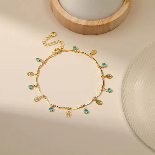 Vista 29 de Tobillera para mujer, chapada en oro de 18 quilates, tobillera con dije de oro, impermeable, para verano, playa, cadena de pie, joyería para regalos