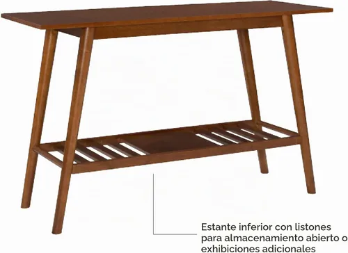 Vista 6 de Linon Melissa Mid-Century - Mesa consola moderna de nogal