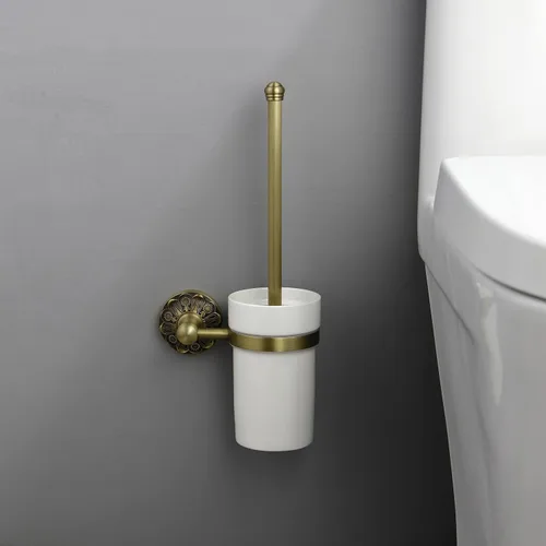 Vista 4 de Portaescobillas + soporte para papel higiénico, juego de accesorios de baño de latón