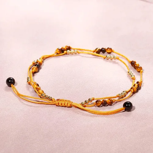 Vista 5 de Jewever Pulsera tobillera de cristal de amatista de cuarzo rosa con ojo de tigre para mujer, con cuentas de cristales genuinos y piedras preciosas