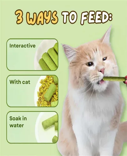 Vista 3 de 18 palitos de hierba para gatos, palitos para masticar hierba para gatos, varilla molar de limpieza de dientes de gato para gatos en interiores