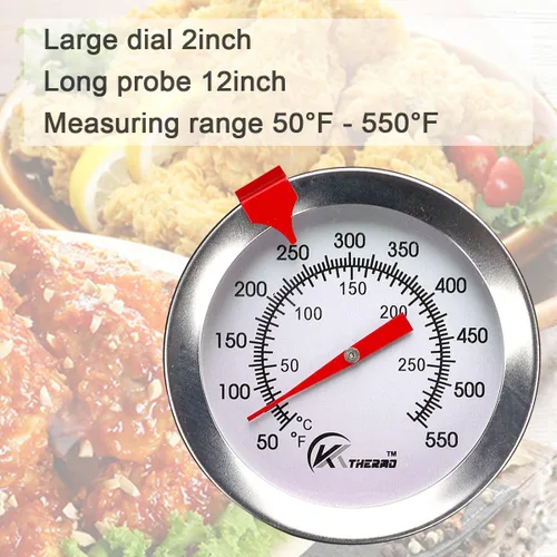 Vista 2 de KT THERMO Termómetro de caramelo/freír profundo con lectura instantánea, termómetro analógico, termómetro de carne con pincho de acero inoxidable