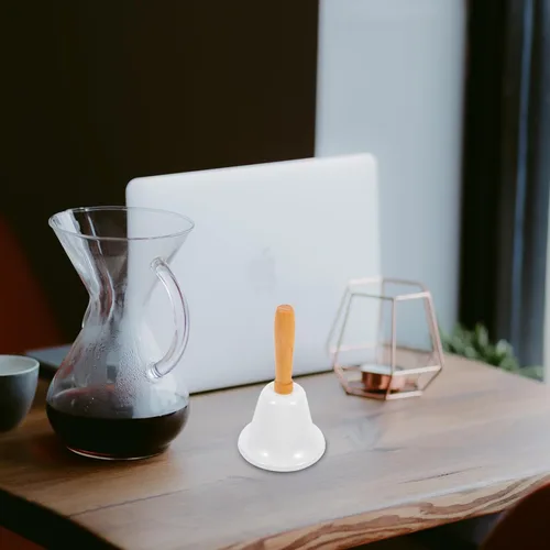 Vista 8 de MAGICLULU Campana de mano de Navidad, 1 campana de llamada de Navidad con mango de madera, campana de mano sólida para decoración de cena