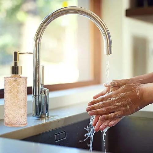 Vista 7 de YunNasi Dispensador de jabón con bomba, dispensadores de jabón líquido recargable para manos y jabón para platos para encimera de baño, fregadero